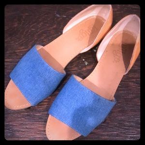Anthropologie denim slides.